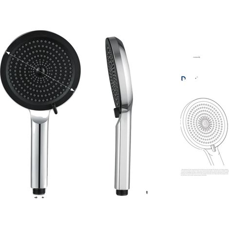 Soffione doccia, 4 modalità di getto, installazione manuale, 5 pollici / 12,7 cm (1/2)