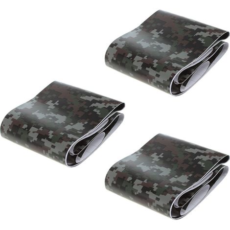 3 rotoli di adesivo mimetico in PVC effetto fibra di carbonio per moto, stile Woodland, mimetico digitale nero, 152x10 cm.