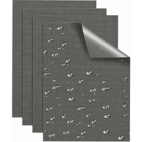 Lot de 4 patchs autocollants pour tissu et tente - 15 x 20 cm - Imperméables - Pour canapé, auvent, tonnelle de jardin, tente en coton, siège de voiture, gris foncé (1/5)