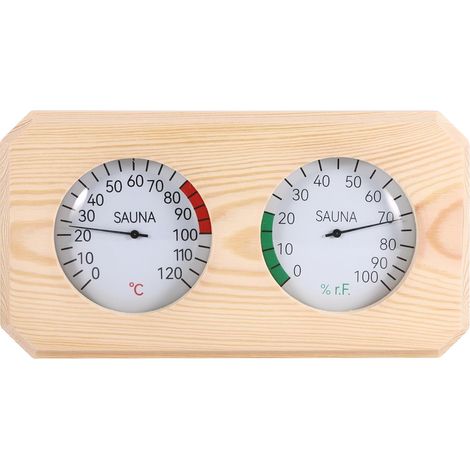 Termometro per sauna 2 in 1, termoigrometro in legno, alta precisione, igrometro in legno per sauna (Fahrenheit), accessori per sauna e bagno turco.