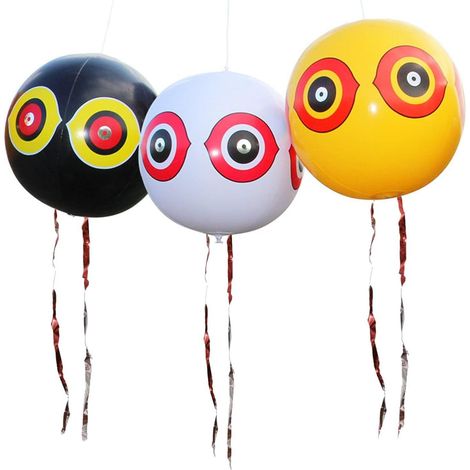 3 ballons anti-oiseaux avec réflecteurs, équipés d'une pompe à air, avec motifs effrayants pour les oiseaux, adaptés aux (1/5)