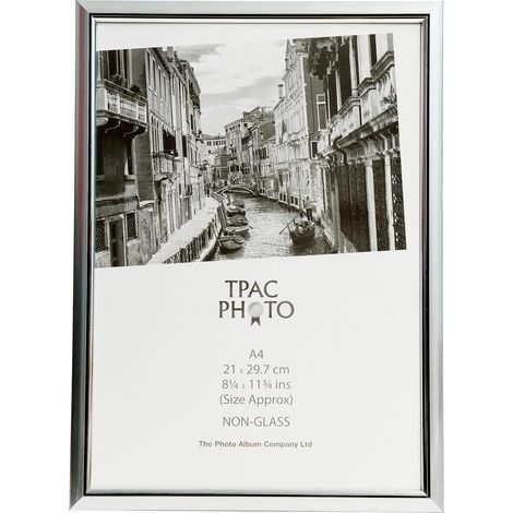 Cadre photo A4, argent, 21x30cm, Perspex sans verre Autoportant ou mural, orientation portrait/paysage Pour certificat, affiche, photo (1/5)