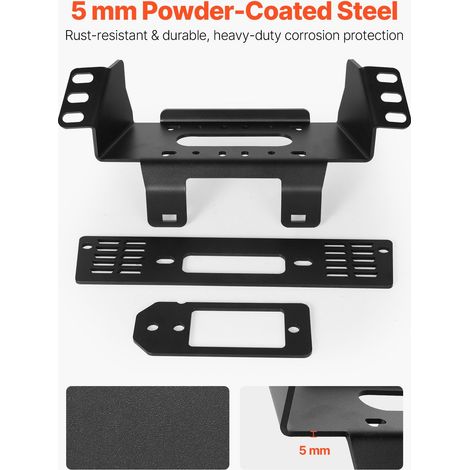 Support de treuil Polaris Ranger 2010-2021, capacité 907-1633 kg, acier thermolaqué, 3 trous de fixation, sauvetage tout-terrain (1/5)