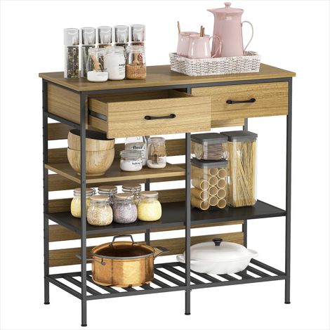 Buffet Meuble de rangement en bois noir et naturel (1/5)