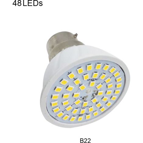 Ampoule LED B22 220V, spot LED blanc chaud, 48 LED, lumière maïs. (1/5)