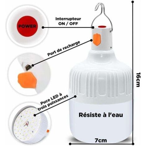 Rechargeable Camping Lantern - 2 Pack 40 Watt Rechargeable Lamp - 360° USB Rechargeable Lamp - Portable Hanging Lantern for Camping - USB Cable INCLUDED [Energy Class A+++]