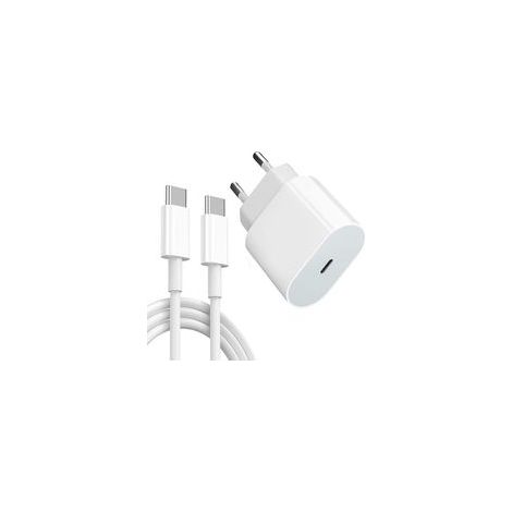 Chargeur USBC 20 W pour iPad Pro avec câble TypeC de 2 m. Compatible avec iPad Pro 12,9/11 pouces, Air 5e/4e, Mini 6, Galaxy S21, S20, S10, etc. Adaptateur secteur USBC pour tablettes Android.Crez