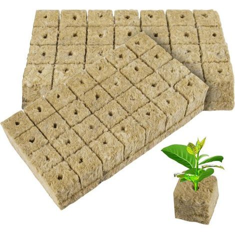 Lot de 42 cubes de laine de roche 4 x 4 x 4 cm Pour culture hydroponique, boutures, colonisation, transplantation, propagation des plantes (1/5)