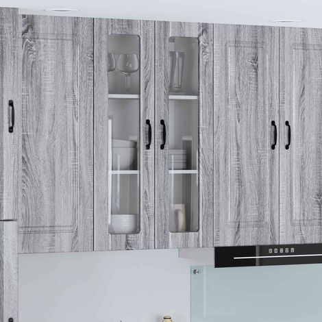 vidaXL Cabinet en verre mural LUCCA Sonoma gris 60 x 31 x 100 cm