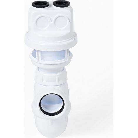 Orion – Siphon de sol en polypropylène avec garde d'air – Évacuation des eaux usées – Joint d'étanchéité inclus – Pour adoucisseur d'eau (1/2)
