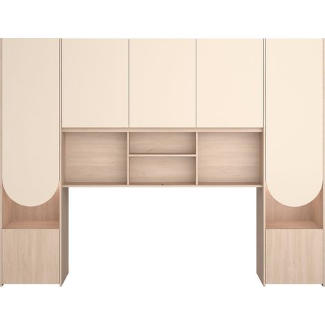 Testata letto contenitore – Con LEDs – L266 cm – Beige e naturale - DOMELITO