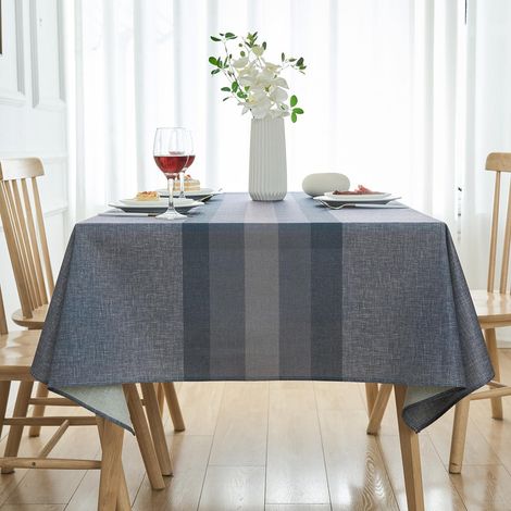 Abwaschbare Tischdecke 140x200 cm Leinenoptik Anthrazit Grau Rechteckig