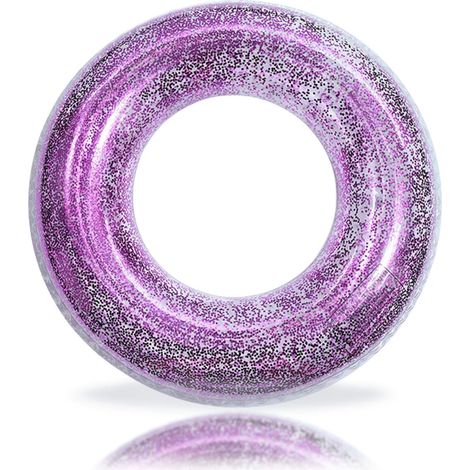 Bouée de natation 90 cm avec paillettes violettes – Extra épaisse et résistante aux fuites, adaptée pour piscine et plage (1/5)