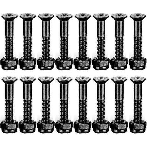 Ensemble de 16 vis et boulons de fixation pour skateboard de 2,5 cm (1 pouce), visserie pour skateboard, pièces détachées pour skateboard - JBMEDIA (1/4)