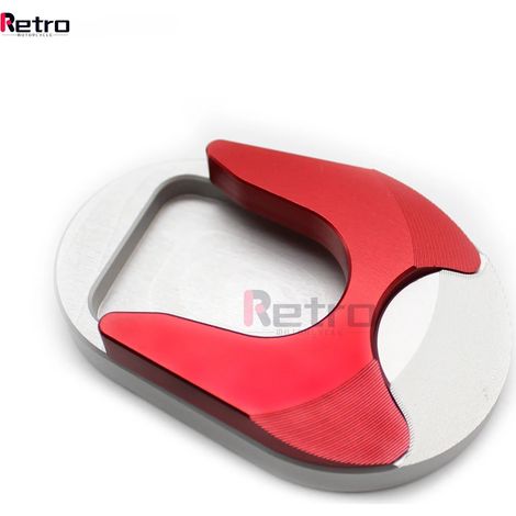 (Rouge) Compatible avec Vespa GTS300, GTS250, GTV300, GTS 250 et 300 (2013-2023) : béquille latérale, extension et plaque de support maxpower (1/4)