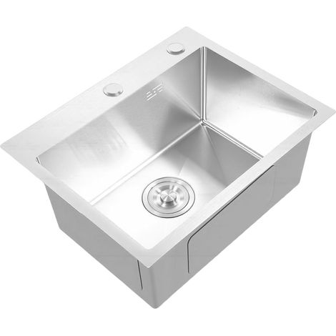Stainless Steel Bar Sink, 20x16x9 Inch Built-in Sink for RV with Drain Strainer Kit and Drying Rack Suitable for Home, Boat, Campervan (1/5)