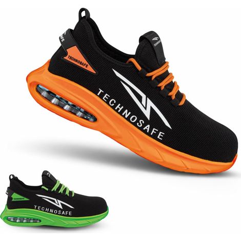 Scarpe Antinfortunistiche Technosafe Unisex da Lavoro Sportiva per Uomo e Donna - Puntale in Alluminio - Leggere, traspiranti e antiscivolo - Neon Ora (1/5)