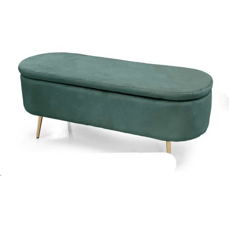 Panca contenitore in velluto verde cm 122x41x47h