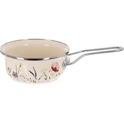 Cacerola esmaltada con mango largo, estilo tradicional, 14 cm, 650 ml. (1/3)
