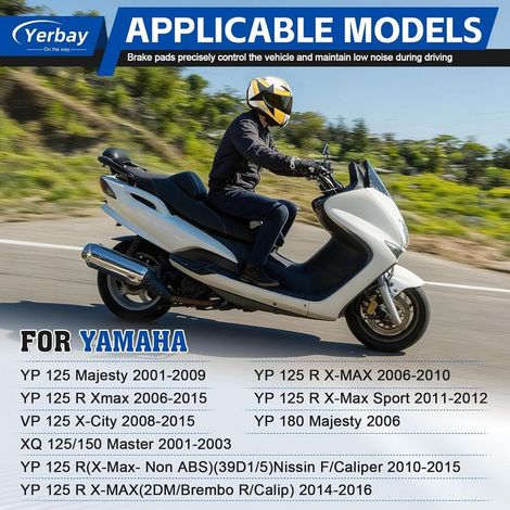 Hinterradbremsbeläge für Yamaha YP 125 Majesty 2001-2009 / YP 125 R Xmax 2006-2015 / VP 125 X-City 2008-2015 (1/4)