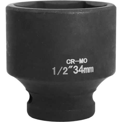 douille 34mm 1/2" 6 pans, douille a choc 1/2 34 mm Acier Chrome-Molybdène CR-MO(Black) (1/5)