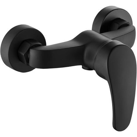 QORVA-Schwarze Messing-1/2"-Duscharmatur für Badewanne und verchromte Badezimmerdusche. (1/5)
