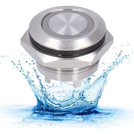 Verkauft in 5er-Packs: 16 mm ultrakurze Metall-Drucktaster mit LED, selbstrückstellend, Momentbetrieb, ultradünn, wasserdicht, AC220V, rot. (1/5)