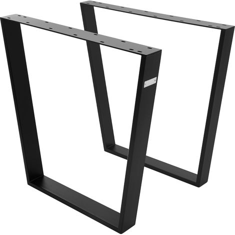 ML-Design 2er Set Tischbeine Trapez 75x72 cm, V-Form, Schwarz, Profil 8x2 cm, Stahl pulverbeschichtet, geneigt, Industriedesign, Metall Tischgestell Esstisch Tischkufen Tischuntergestell Möbelfüße