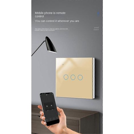 Interrupteur intelligent Tuya Zigbee tactile, interrupteur simple Zero Fire Line universel 2 interrupteurs, couleur or (1/4)