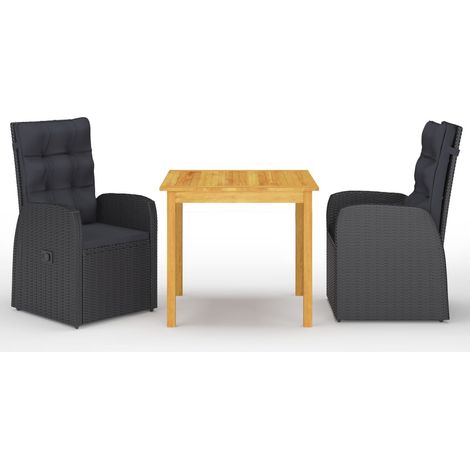 Garden Dining Set Black Solid Acacia wood Removable Covers vidaXL (1/5)