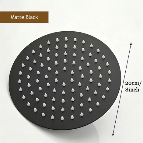Pommeau de douche haute pression effet pluie en acier inoxydable (8 ronds noirs) - Design carré à haut débit pour salle de bain spa - Pommeau de douche pour salle de bain spa (1/5)