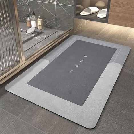Tapis de Bain - - Carré Gris - Mousse Mémoire - Antidérapant - 40x60cm (1/4)