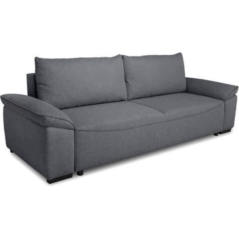 Canapé convertible 3 à 4 places CASAPY NORMAN tissu anthracite avec coffre de rangement 240 x 85 x 85 cm (1/5)
