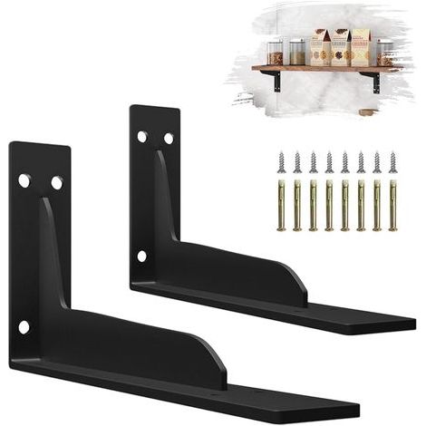 Set di 2 robuste staffe a L in metallo ferroso da 19 cm per mensole. (1/5)