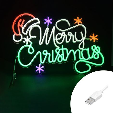Scritta luminosa Merry Christmas da 60x44cm Led Neon Flex USB da interno Wisdom (1/2)