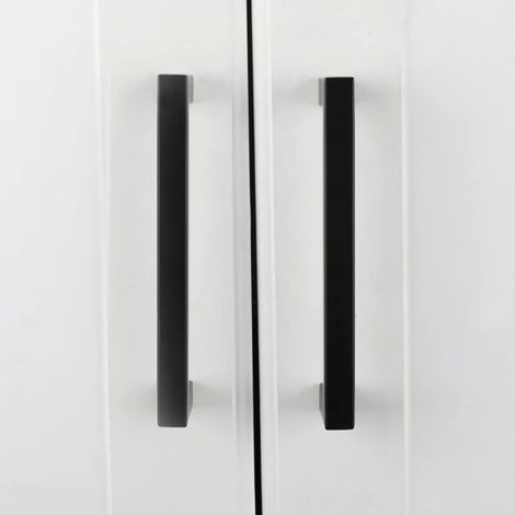 Black kitchen cabinet handle, 128 mm center-to-center distance, stainless steel cabinet handle, suitable for kitchen cabinet doors, 2 pieces
