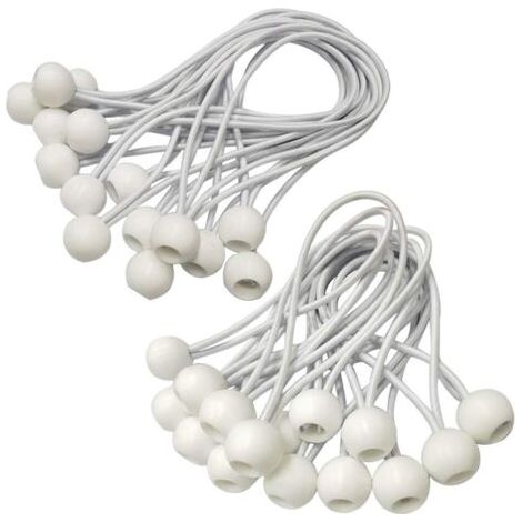 Tendeur Elastique,Sandow Elastique,30 Pièces Tendeur Bache pour Bannière, Bâche, Pavillon,Tente,Rideaux Harnais D’Extension,Support de Bâche (Blanc-150mm and 200mm) (1/5)