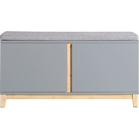 SoBuy Panca Scarpiera Ingresso Con Seduta, Cassapanca Contenitore Con 2 Ante, 90x34x46cm FSR117-HG (1/5)
