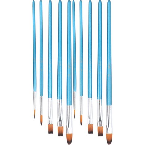 Ensemble de 10 pinceaux d'artiste pour peinture à l'huile, acrylique, aquarelle et gouache (bleu) (1/5)