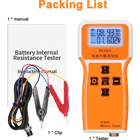 Jeffergarden Testeur de tension de résistance interne de batterie portable RC3563 200 Ω 100 V, affichage à 3 chiffres, détecteur de lithium-plomb-acide à quatre fils AC de haute précision (1/5)