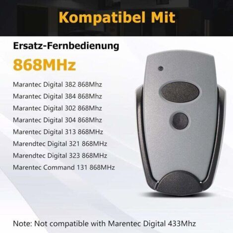 NALOOKAMIC Lot de 3 télécommandes pour ouvre-porte de garage Marantec 868,3 MHz, 2 canaux, compatible avec Marantec Digital 302 384 304 313 321 323 131