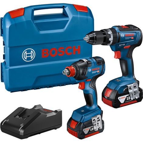 KIT 2 HERRAMIENTAS atornillador de impacto/atornillador inalámbrico GDX 18V-200 + Taladro atornillador a percusión GSB 18V-55 2x4,0Ah GAL 18V-40 L-C (1/5)