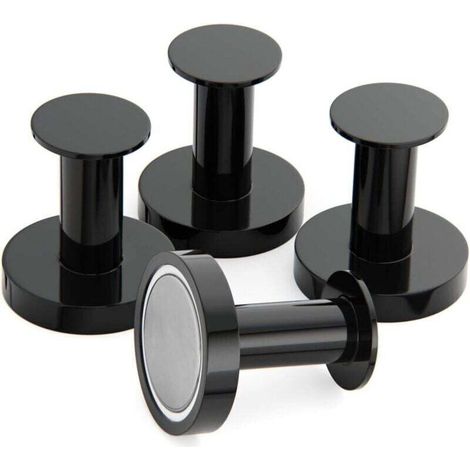 Magnetische Kleiderhaken, 4er-Pack schwarze Wandhaken, Türhaken mit seltenem Neodym-Magneten, Kühlschrankhaken – Crezuo