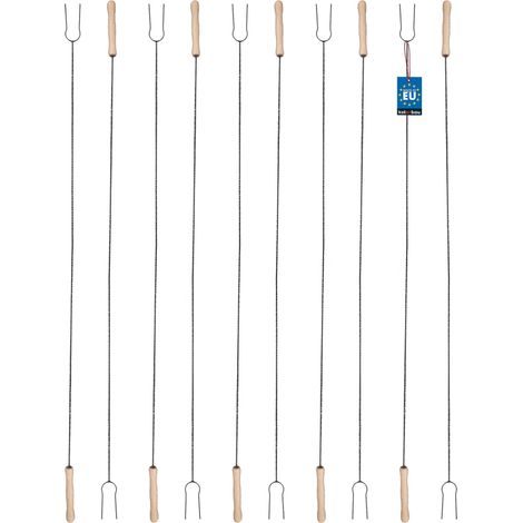 KOTARBAU® Set 10 pièces Brochettes Pour Barbecue - Acier et Bois - 130 cm - Argent Et Bois - Fourchette Barbecue - Longue - Piques Avec Manche En Bois - Brochettes Réutilisables (1/5)