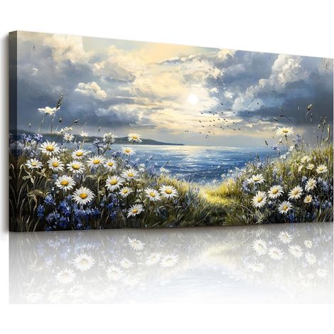 Tableau Decoration Murale Salon, Grand Moderne Tableau Mural Décoratif Maison, Impression sur Toile Paysage Mer Vegetale Naturelle pour Chambre Bureau Salle 59x119 cm (1/5)