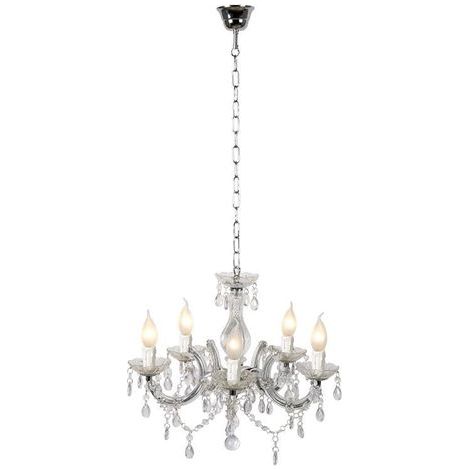 Lustre Lucide Arabesque 5xE14 40W chrome transparent (1/4)
