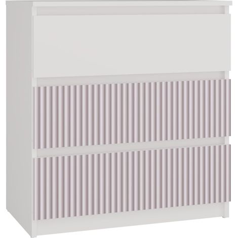 Cassettiera, bianco/ rosa, 70 x 75 x 40 cm (1/3)