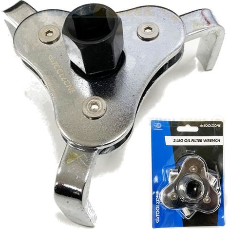 Toolzone 3 Jaw Oil Filter Wrench Adjustable Oil Filter Removal Tool 63mm - 102mm (1/2)