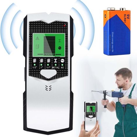 Scanner da parete multifunzionale: rilevatore 5 in 1 per cavi, metallo e montanti in legno con schermo LCD e funzione di allarme. (1/5)