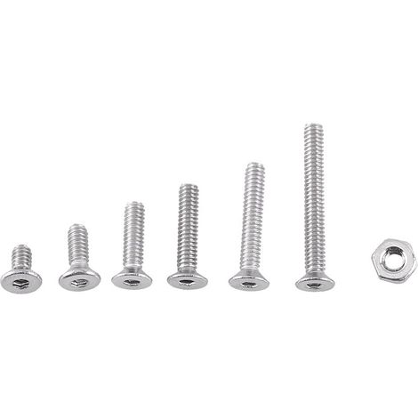 Kit de 250pcs Assortiment Vis Boulon Douille Hexagonale Tête Fraisée Plate/Bombée/Cylindrique Six Pans Creux en Acier Inoxydable A2 avec Ecrous, M2 x 4/6/8/10/12/16mm (Tête Plate) (1/5)